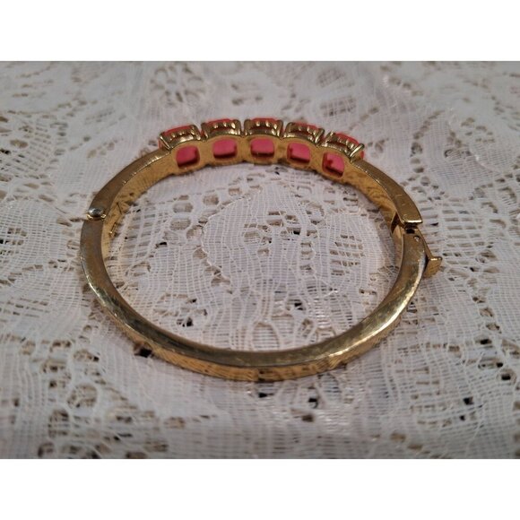 EUC Kate Spade New York "Squared Away" Gold Plated Bangle Bracelet w/ Gemstones - Picture 8 of 8